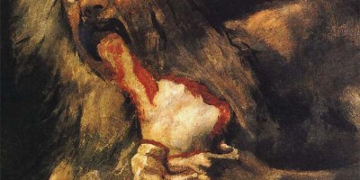 Detail image of the painting SATURN by the Spanish artist GOYA.